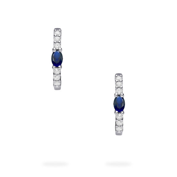Boucles d'oreilles anneaux en or blanc avec saphirs et diamants